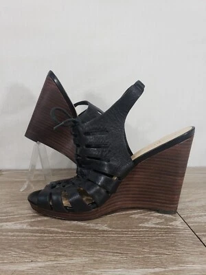 Cole Haan Women's  Lace Up Wedges Size 7.5 B Black 4 1/2 Heel - Image 1 of 4