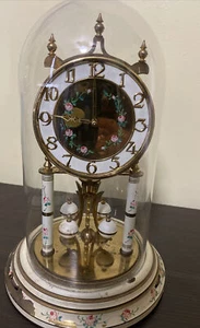 Vintage HECO 400 Day Anniversary Clock with Glass Dome For Parts Not Working - Picture 1 of 12