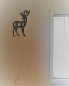 MED CAST IRON 3-D DEER METAL ART WILDLIFE RUSTIC LODGE MOUNTAIN CABIN WALL DECOR - Picture 1 of 5