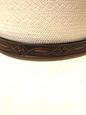 Hat Band 1/2" Carved Leather ~Brown with Tie Ends - Image 1 of 2