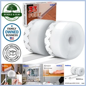 Weather Stripping Door Seal 33ft Adhesive Tape for Windows and Doors Insulation - Picture 1 of 8