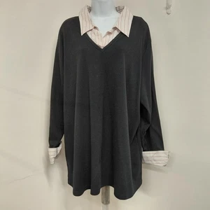 Suéter Venezia Vitale Mujer Talla 18/20 Negro Manga Larga Cuello Rayas Camisa  - Imagen 1 de 10