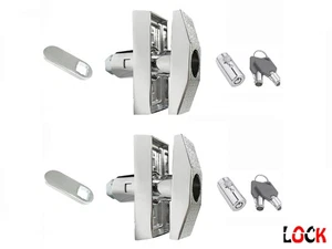Lot of 2 T Handle Vending machine Pop up short quarter turn Chrome+ lock 0585 - Picture 1 of 2