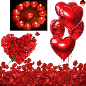 Valentinstag Deko Set XXL Dekoration Romantische Kerzen Rote Teelichter und - Bild 1 von 6