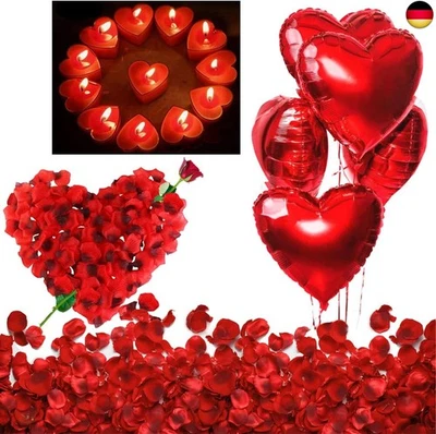 Valentinstag Deko Set XXL Dekoration Romantische Kerzen Rote Teelichter und - Bild 1 von 4