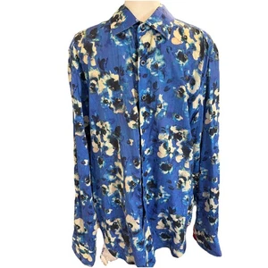 Robert Graham blue floral lightweight l/s button-up shirt Classic Fit Mens XL - Picture 1 of 6