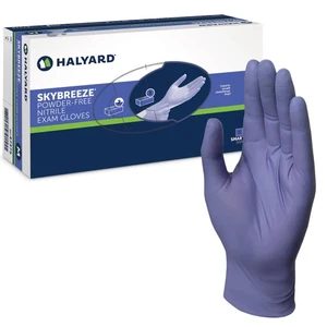 Guantes de examen de nitrilo Halyard Skybreeze azules paquete de 200 profesionales de la salud - Imagen 1 de 7