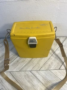 Old Pal Three Way Bait Box Vintage Fishing Equipment W/strap Yellow - Picture 1 of 7