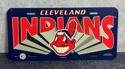 Vintage 1995 Cleveland Indians Plastic License Plate - Chief Wahoo - Tag Express - Image 1 of 4