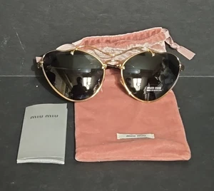 Miu Miu SMU 55R 7OE-1A1 Sunglasses Butterfly Antique Gold w/ Soft Case - Picture 1 of 15