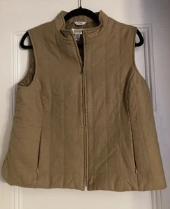 Talbots Damen Weste beige Front Reißverschluss Taschen Stehkragen gefüttert 100 % Wolle Gr. 16 - Bild 1 von 8