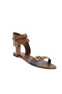 Vince Camuto Womens Leather Strappy Buckled Flat Sandals Brown Size 9 - Picture 1 of 8