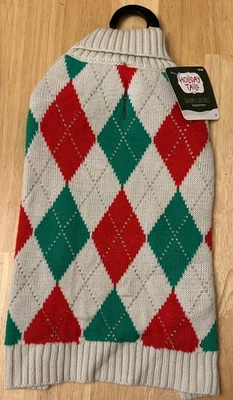 Holiday Tails Season’s Greetings Diamond Argyle Sweater, M - Image 1 of 4