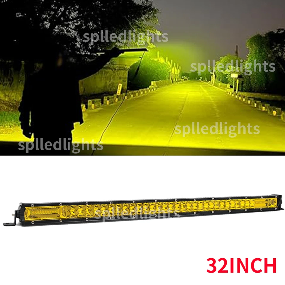32inch Slim LED Light Bar Spot Flood Combo Off Road SUV ATV Marine Pickup 34'' - Image 1 of 4