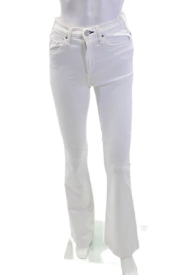 Pantalones de mezclilla McGuire para mujer de algodón tiro medio con cremallera bootcut blancos talla 26 Foto 1 de 4