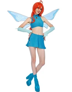 Women's Bloom Cosplay Fairy Costume Outfit Top and Skirt with a Pair of Wings - Picture 1 of 7