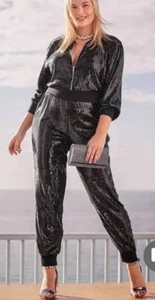 VENUS Jumpsuit Strampler schwarz Pailletten - Bild 1 von 11