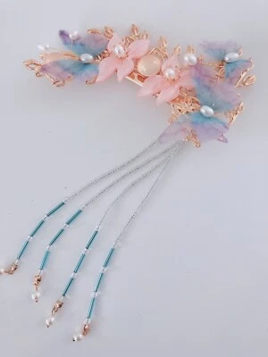 Women Han Tang Oriental Retro Fairy Butterfly Hair Clips Pin Accessory Tassel — 第 1/4 张图片