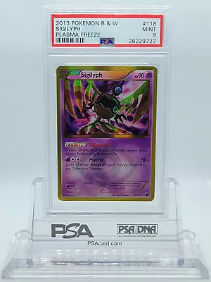 POKEMON PLASMA FREEZE SIGILYPH #118 SECRET RARE HOLO FOIL PSA 9 MINT #28229727 - Image 1 of 3