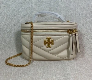 Tory Burch Nuevo Cuero Crema Kira Chevron Mini Estuche de Tocador/Bolso de Hombro - NUEVO - Imagen 1 de 13