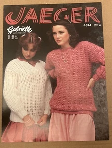 LADIES GABRIELLE WITH MOHAIR JUMPER 32”-38" VTG KNITTING PATTERN JAEGER 4674 - Picture 1 of 2