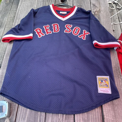 Vintage Ted Williams Boston Red Sox Mitchell Ness Baseball Jersey Size XL Blue Cover