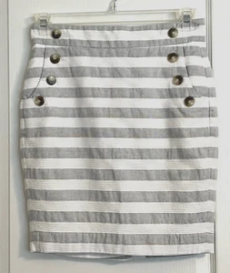 Gonna diritta ANN TAYLOR LOFT grigia bianca testurizzata cotone taglia 6P 6 Petite - Foto 1 di 2