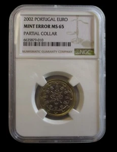 PORTUGAL EURO 2002 MINT ERROR PARTIAL COLLAR NGC MS65 #C14# - Picture 1 of 3