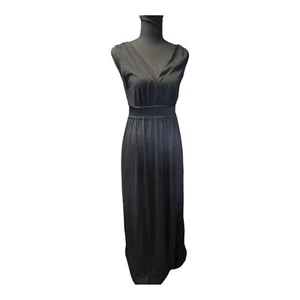 MAX EDITION Black V-Neck Maxi Stretch Dress Long Women's Size Large NWOT - Picture 1 of 7