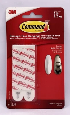 Marca 3M Command (6) Seis tiras de recarga grandes para 5 libras #17023P NUEVO sellado Foto 1 de 2