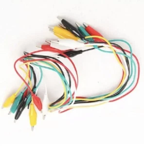 PRÜFLEITUNGEN KROKODIL DOPPELENDIG X 10 KROKODILKLEMME ÜBERBRÜCKUNGSKABEL 5 FARBEN KABEL - Bild 1 von 3