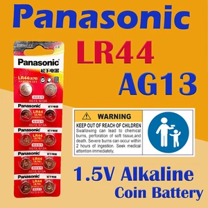 Genuine Panasonic 10x AG13 LR44 G13A A76 1.5v Alkaline Batterie Cell Battery - Picture 1 of 3