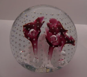 Monte Dunlavy Bullicante kontrollierte Blase Blume Glas Briefbeschwerer - Bild 1 von 13