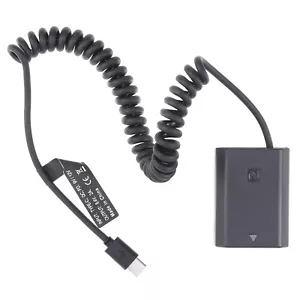 USB Type C to NP-FZ100 Dummy Battery Adapter Spring Cable for Sony A9 A9II A7III - Foto 1 di 6