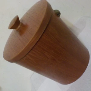 Vintage MCM KMC FAUX Teak Wood Ice Bucket - Picture 1 of 5