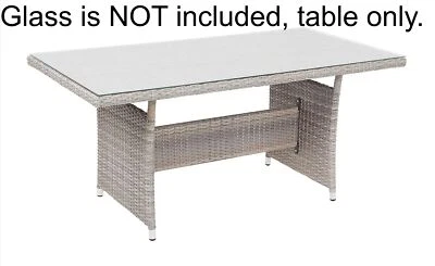 Grey Rattan Dining Table Florence Outdoor 60x180x80cm No Glass Top - Ex Display - Image 1 of 4