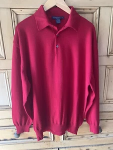 Hand Made Italy Amhurst & Brook True Red Wool Knit Shirt XL - Picture 1 of 4