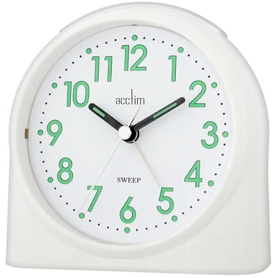 Acctim Sweeper One Analogue Alarm Clock Non Ticking Sweep Quartz White - Image 1 of 2