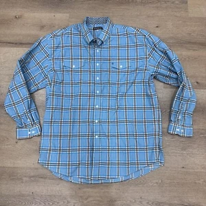 NWT Stetson Western Shirt Men's 3XL Blue & White Plaid Button Up Long Sleeve - Picture 1 of 9