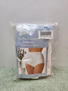 Panties Sears Blue Package 3 Pairs White Briefs Fuller Cut Elastic Leg, Size 7 - Picture 1 of 4