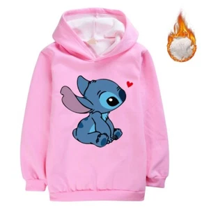 5-13 Year Old Stitch Girls' and Boys' Hoodies with Thick Velvet - Picture 1 of 25