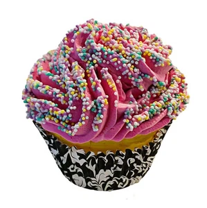 Cupcake falso rosa comida artificial rosa espolvoreada rosa cupcake - Imagen 1 de 10
