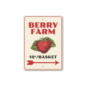 Berry Farm Sign, Strawberry Decor, Strawberry Lover Metal Wall Decor - Aluminum - Picture 1 of 4