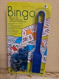 NEW Magnetic Bingo Chips & Wand Set/ 100 Chip Markers & 1 Magnetic Wand-Blue - Picture 1 of 1