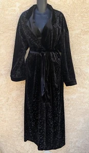 Cabernet Luxe Black Velour Velvet Long Bathrobe Lush Gothic Hollywood Glam XL - Picture 1 of 9