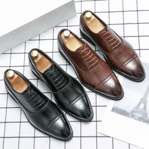 38-48 Herren Schnürschuhe Formal Elegant Spitz zulaufend PU Leder Hochzeit Schuhe Oxford-Schuhe Größe - Bild 1 von 19