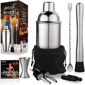 Juego De Bar Coctelera De Acero Inoxidable Bebida Martini Shaker Mix50 Receta - Picture 1 of 12