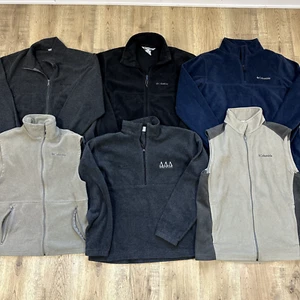Lot of 6 Columbia Full Zip Fleece Jacket Vest Men’s Size Large Outdoor Casual - Picture 1 of 17