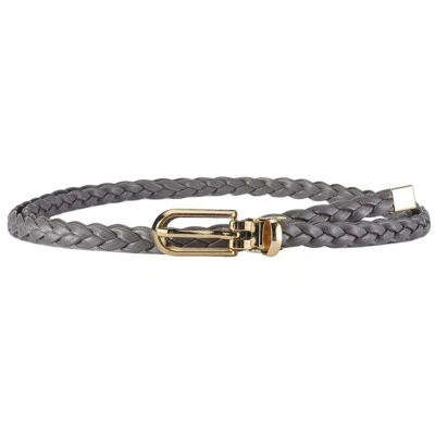 Mujeres Ajustado Metal Hebilla Tejido Trenzado Imitación Cuero Cintura Cinturón Vestido Cintura Foto 1 de 4