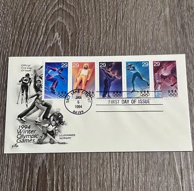 1994 LILLEHAMMER WINTER OLYMPICS Stamps First Day of Issue Cover Vintage - Image 1 of 4